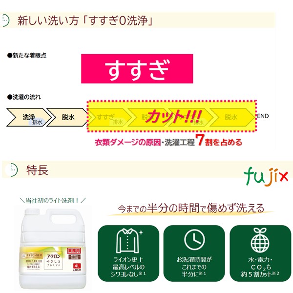 業務用アクロン スマートケア 　やさしさプレミアム 4L　すすぎ0回で衣服が傷みにくい＆時短＆水や電気代が半減で環境にもお財布にも優しいエコな柔軟剤入り液体洗濯洗剤　ライオンハイジーン 4903301358961 WSESGG4 606915