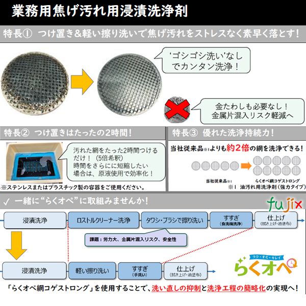 らくオペ 網コゲストロング 5kg×2本/ケース【業務用 焦げ汚れ用浸漬洗浄剤】ライオンハイジーン