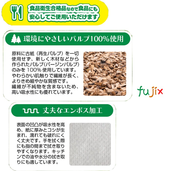 パルプ100% ピュアペーパータオル 中判 200枚×40袋/ケース バージンパルプ100% 蛍光染料不使用 食品OK 業務用 4942015964006